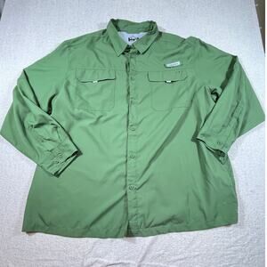 Habit Men’s 3XL Green Long Sleeve Button Front Vented Performance Fishing Shirt